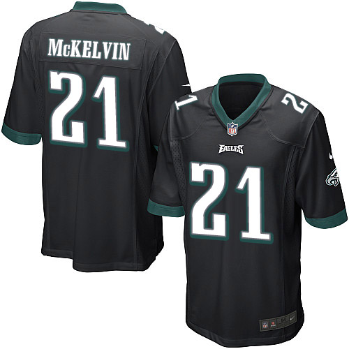 Men's Game Leodis McKelvin Nike Jersey Black Alternate - #21 NFL Philadelphia Eagles